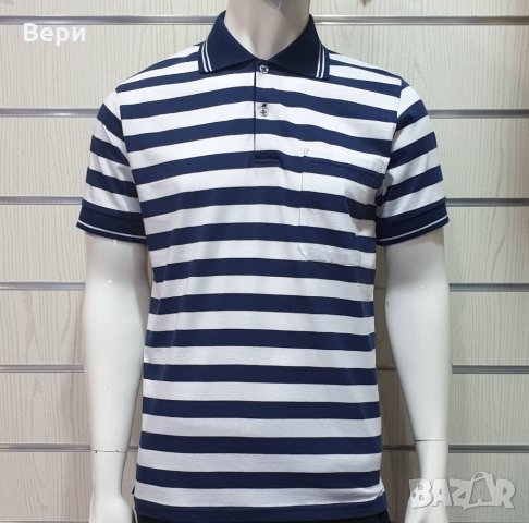 Нова мъжка моряшка блуза на тъмносиньо и бяло райе с яка и копчета, снимка 7 - Блузи - 27950574
