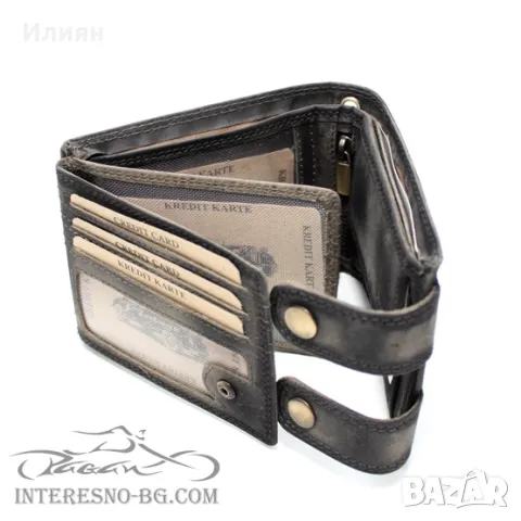 Портфейл естествена кожа CRUISER_BLACK, снимка 3 - Портфейли, портмонета - 47709729