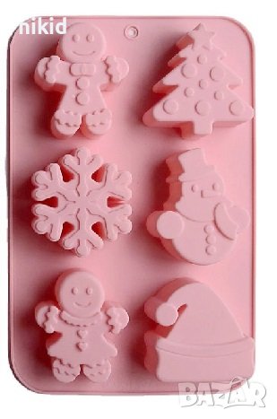 5 вид 6 дълбоки големи Коледни снежинка човече елха силиконов молд форма гипс сапун калъп свещ, снимка 2 - Форми - 38059665