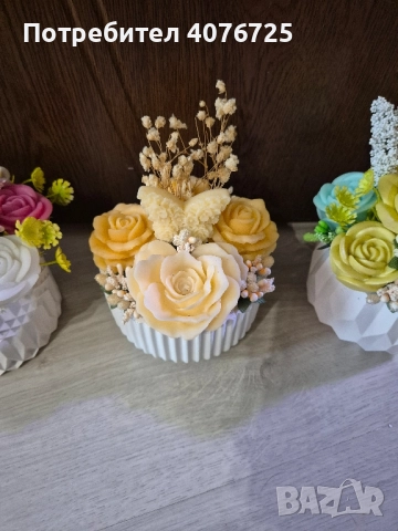 Керамични кашпи с ароматни сапунени цветя , снимка 4 - Декорация за дома - 52082580