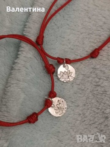 Дамска гривна червен конец против уроки със сребърна висулка Лотус-Хармония, снимка 5 - Гривни - 28186426