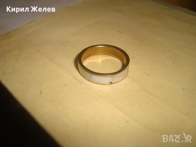 СТАР БРОНЗОВ СЕДЕФЕН АРТ ДЕКО ПРЪСТЕН Тип ХАЛКА МАЙСТОРСКА РЪЧНА ИЗРАБОТКА със СЕДЕФ 27609, снимка 7 - Антикварни и старинни предмети - 37412639