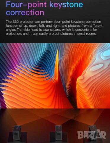 S30™ MAX® 4P4D4K UHD 4096x2160P 9500L WiFi Мултимедиен Проектор Android Screen Mirror Клониран Екран, снимка 3 - Плейъри, домашно кино, прожектори - 43866015