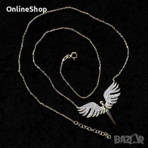 Стилно и нежно колие – АНГЕЛСКИ КРИЛА, снимка 2 - Колиета, медальони, синджири - 53360399