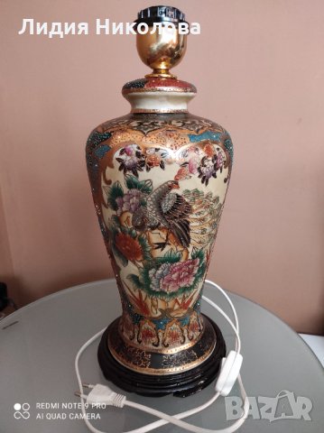 Порцеланова китайска лампа, ръчно рисувана, снимка 1 - Настолни лампи - 33404155