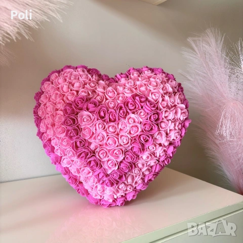 Двулицево Голямо Сърце от Вечни Рози в Луксозна Подаръчна Кутия/Подарък за Свети Валентин, 8-ми Март, снимка 3 - Декорация за дома - 53353052
