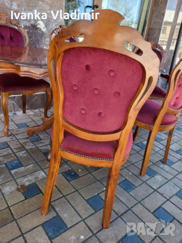 Италианска барокова трапезна маса и шест стола , снимка 8 - Маси - 43462127