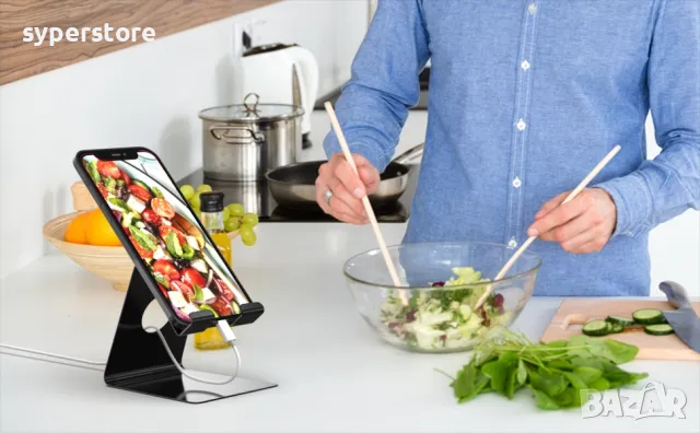 Стойка за телефон за Бюро, Маса, Digital One SP00997 mocile mate, Универслана, черна, метална, снимка 9 - Селфи стикове, аксесоари - 49178297