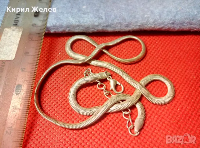 ЕЛЕГАНТНО ПОСРЕБРЕНО ЛЕНТОВИДНО КОЛИЕ от БЛАГОРОДНА СТОМАНА 47378, снимка 4 - Колиета, медальони, синджири - 47316622