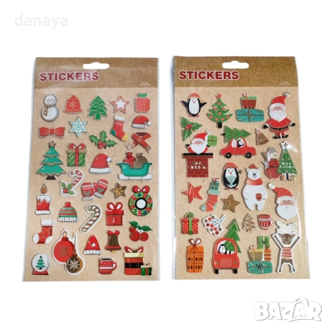6217 Комплект коледни стикери за подаръци и декориране, снимка 3 - Декорация за дома - 52711850