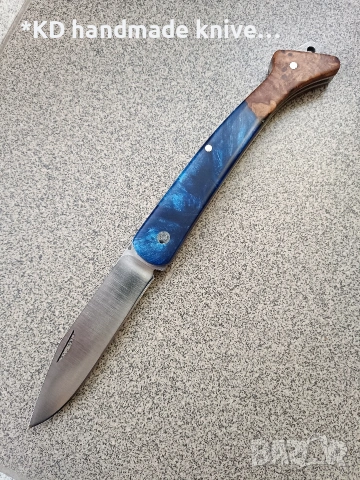 Сгъваем нож "Краче" ръчно изработен + ПОДАРЪК кания, снимка 2 - Ловно оръжие - 39892122