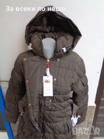 Дамско Ватирано Дълго Зимно Яке С Качулка И Колан Код SV-7, снимка 2 - Якета - 52499314