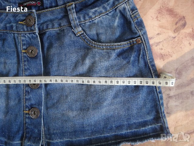 Дънкова пола отпред с копчета, снимка 5 - Поли - 27587384
