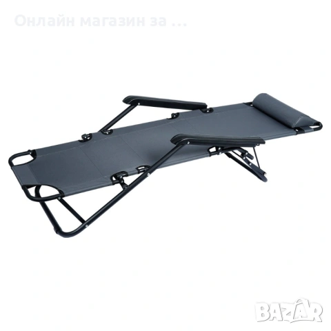 Сгъваем шезлонг, Vilde, сив, 3 позиции, размери 60x102x86см, компактен 489275, снимка 4 - Градински мебели, декорация  - 53232390