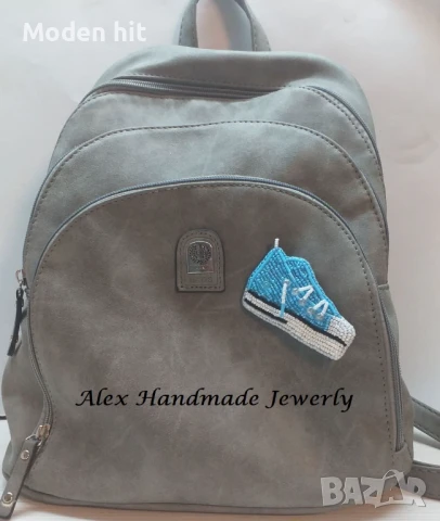 Ръчна изработка. Брошка "Кец" бродерия с мъниста., снимка 6 - Други - 50871624