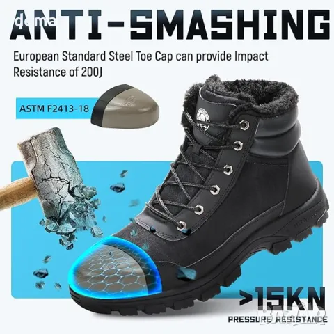 Предпазни ботуши ANGRY RAM, черни работни ботуши, леки, стоманена капачка, размер 42, снимка 2 - Мъжки ботуши - 48423902