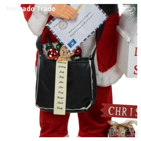 Коледна реалистична фигура на Дядо Коледа - пощальон със светлина и музика, 100см, снимка 7 - Декорация за дома - 52325085