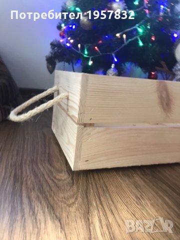 Декоративна дървена щайга с конопени дръжки, снимка 4 - Други стоки за дома - 26228630