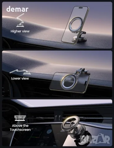 Стойка за кола Lamicall for Magsafe, въртене на 360°, метална магнитна стойка за кола за телефон, снимка 2 - Аксесоари и консумативи - 48363210