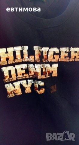 Тишърт Tommy Hilfiger denim, L, с пайети, снимка 6 - Тениски - 33293468