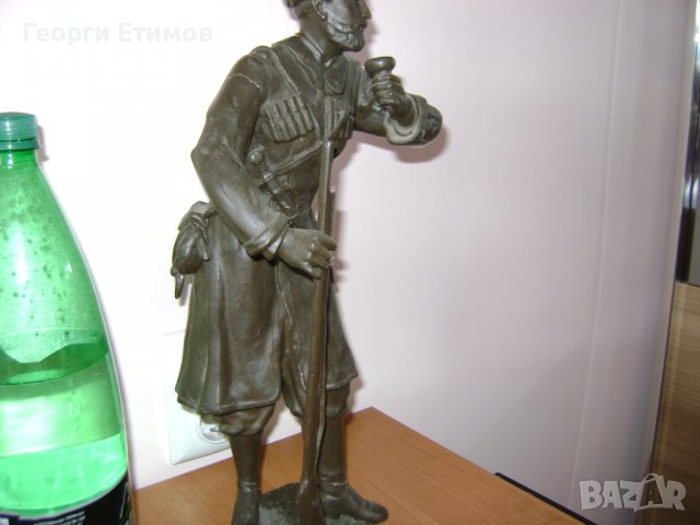 Старинна авторска  метална склуптора на казак , снимка 2 - Антикварни и старинни предмети - 38205027