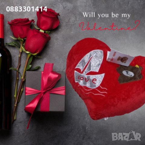 Плюшена възглавница Сърце Свети Валентин , снимка 6 - Плюшени играчки - 44071557