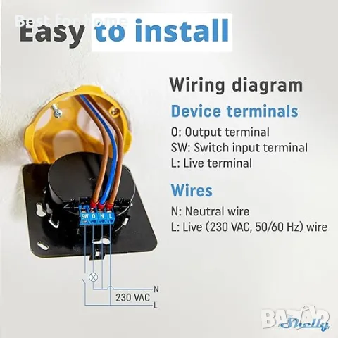  Стенен програматор за интелигентен дом Shelly, снимка 3 - Друга електроника - 50128907