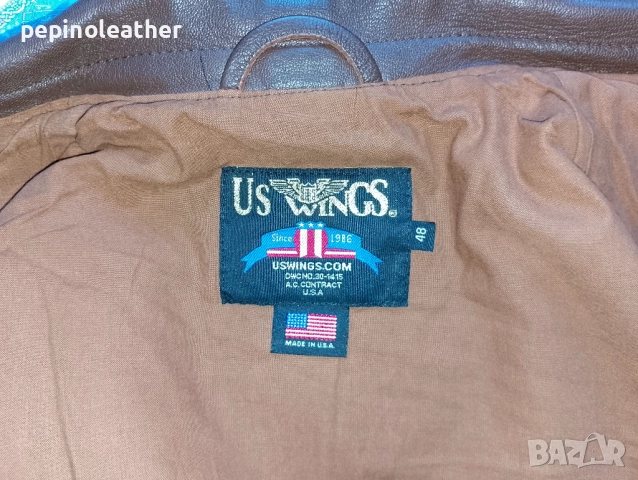 US WINGS оригинално американско пилотско кожено яке тип А-2, размер 2XL / 58, снимка 3 - Якета - 52794194