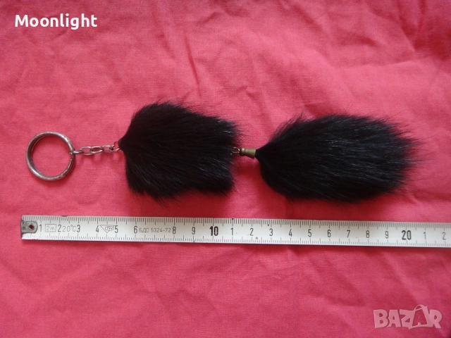 Ключодържател/Аксесоар/Висулка за чанта от естествен косъм лисица в черно, снимка 6 - Други - 53123225