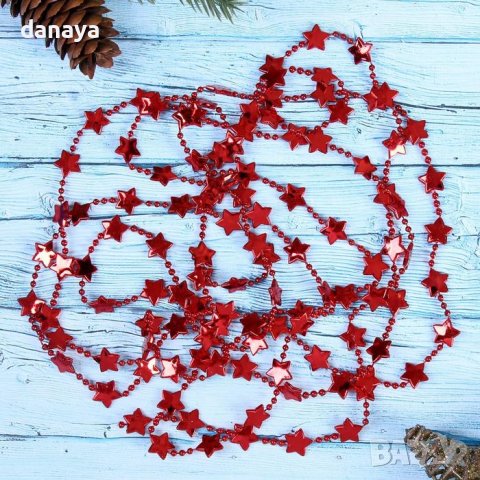 3172 Връх за елха червена звезда с пухкав блясък, снимка 4 - Декорация за дома - 38406949