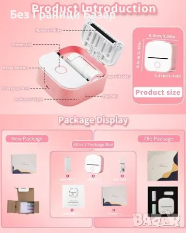 Нов Преносим стикер принтер Memoking T02 – За телефон, снимки, бележки, снимка 9 - Друга електроника - 49287956