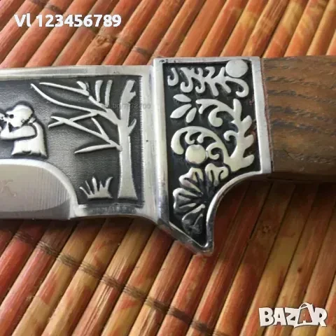 Руски ловен нож с инкрустирана ловна сцена - Охотник Ст65х13, снимка 3 - Ножове - 50718989