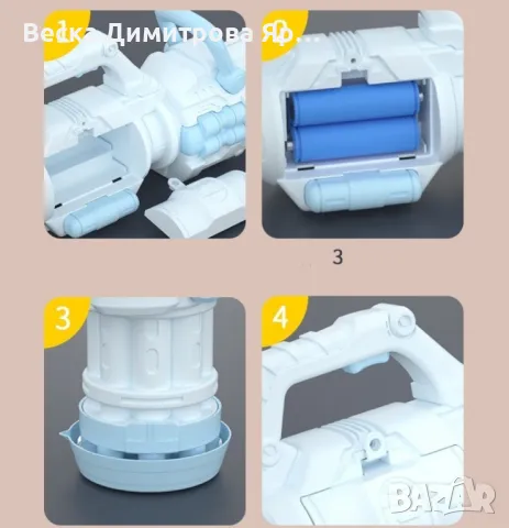 Модерен пистолет за сапунени балончета с батерии и удобна дръжка / Цвят: Син, Розов, снимка 7 - Други - 47816090