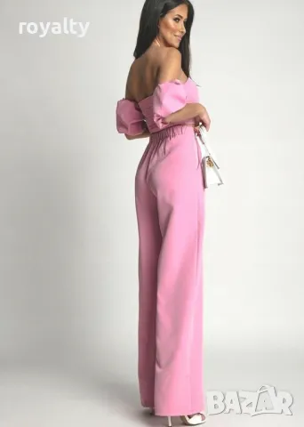 Дамски розов сет топ с панталон, снимка 2 - Комплекти - 50005971