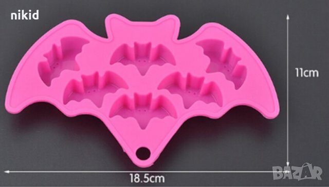  6 Прилепа Прилеп Батман Хелоуин Halloween дълбоки силиконов молд форма за фондан шоколад бонбони
