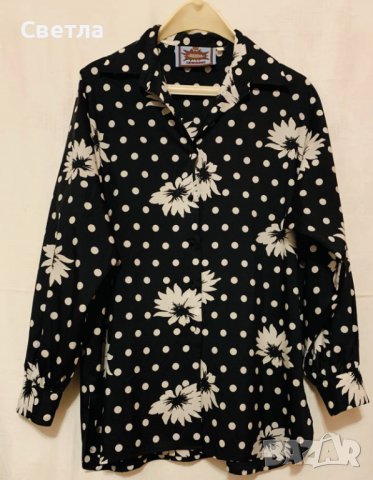 Риза и Блуза Дамски, вискозна коприна, р-р M-L, ГО до 120 см, права кройка.Без следи