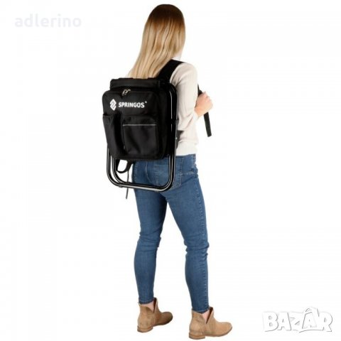 Къмпинг сгъваем стол с вградена раница 42,5х36х28 см, черен , мултифункционално столче, къмпинг рани, снимка 6 - Градински мебели, декорация  - 34381099