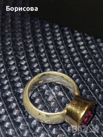 Дамски сребърен пръстен с аметист , снимка 3 - Пръстени - 39475790