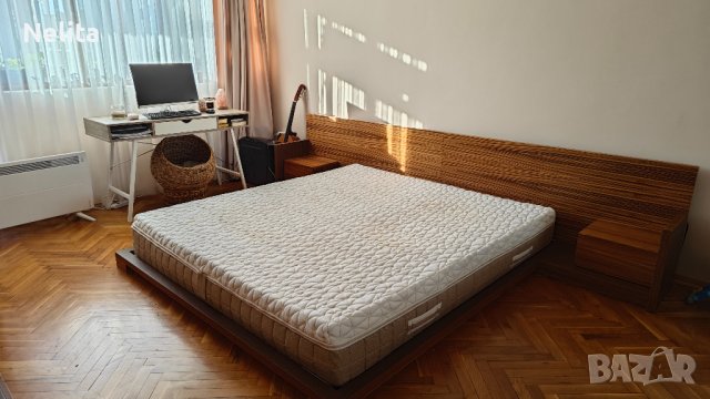 Спален комплект със секция в японски стил от масивно дърво, снимка 1 - Спални и легла - 43847959