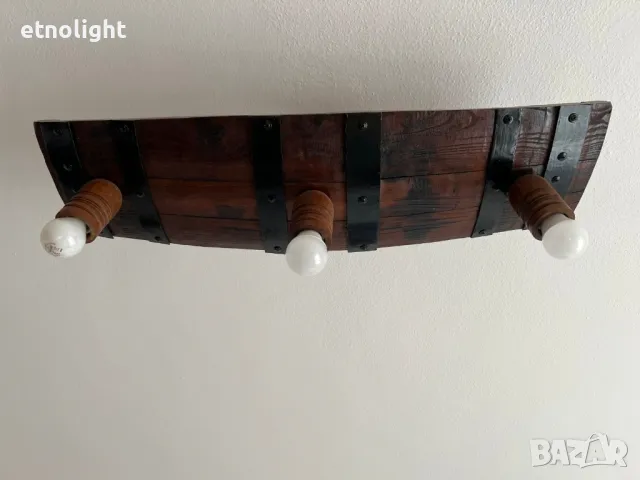 Полилеи от автентични реставрирани дъбови бъчви с ръчно изработени дървени чашки , снимка 10 - Полилеи - 49844600