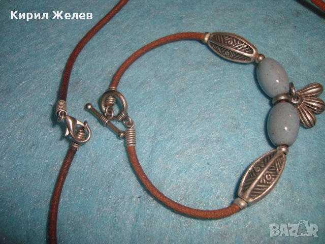 ПОСРЕБРЕНИ КОЛИЕ и ГРИВНА ПОРЦЕЛАН КОЖА ВИНТИДЖ АРТ МОДЕЛ 26658, снимка 6 - Бижутерийни комплекти - 34806015