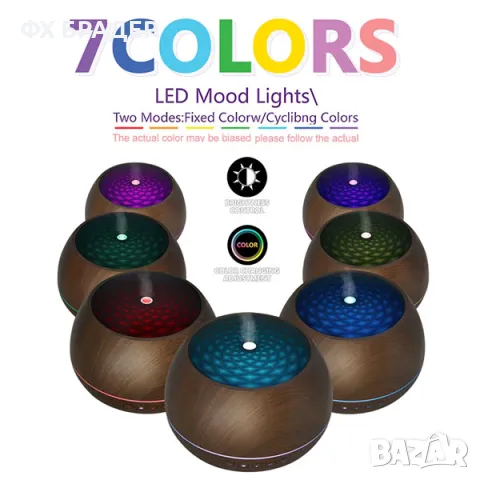 1000ml Арома дифузер и овлажнител тъмно дърво, дистанционно, снимка 3 - Овлажнители и пречистватели за въздух - 48763441