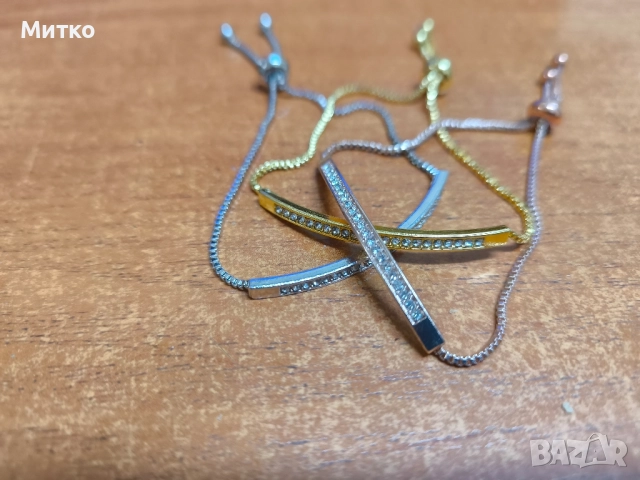 Нежна дамска гривна с цирконий 3 цвята, снимка 4 - Гривни - 51465027