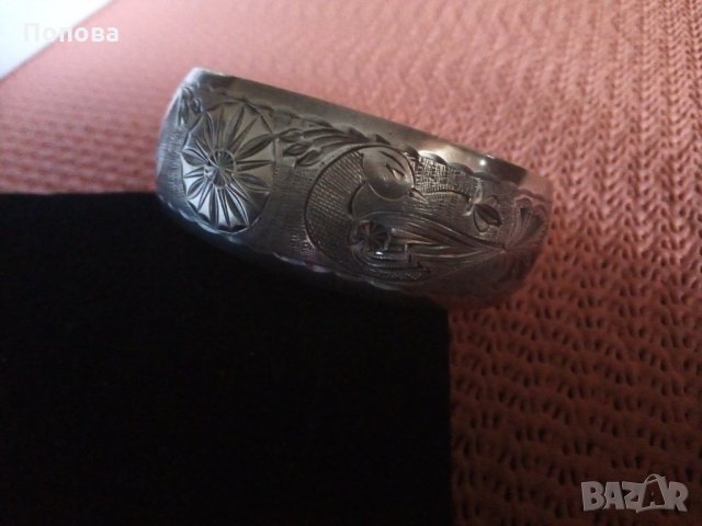 Стара руска сребърна гривна с пауни  поръчкова  ръчна изработка, снимка 4 - Гривни - 26452546