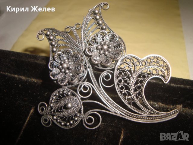 ИЗУМИТЕЛНО КРАСИВА ФИЛИГРАННА СРЕБЪРНА БРОШКА 19 ВЕК ВИСОКА ПРОБА СРЕБРО РЪЧНА РАБОТА БИЖУ 22626, снимка 3 - Антикварни и старинни предмети - 33045225