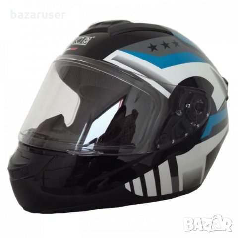 Каска за Мотор 2495-7 Черно/Син /182828-7, снимка 4 - Аксесоари и консумативи - 32412054