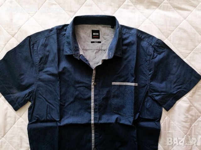 Hugo boss orange shirt slim fit, снимка 2 - Ризи - 36713007