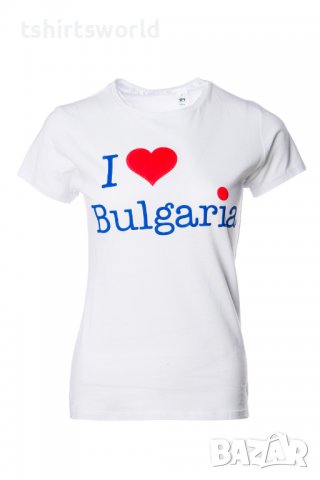 Нова дамска тениска с трансферен печат I LOVE BULGARIA (Аз обичам България), снимка 6 - Тениски - 37731397
