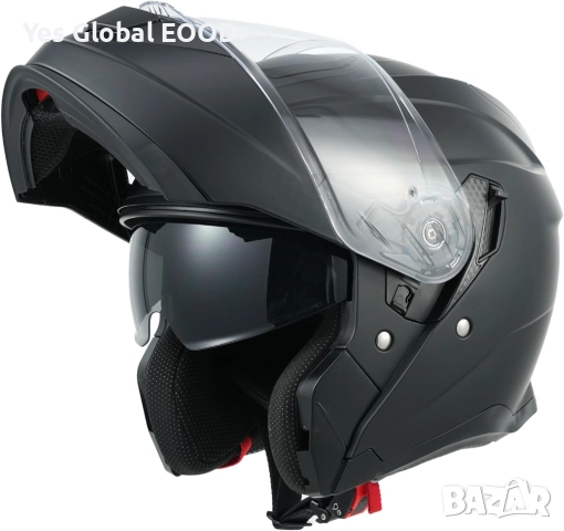Мотористка каска MY 935, модулна, двойно стъкло, ECE 22.06 BLACK N1, снимка 6 - Аксесоари и консумативи - 51910188