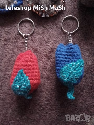 ръчно плетени ключодържател ключодържатели роза риба цвете човече, снимка 4 - Декорация за дома - 43115570